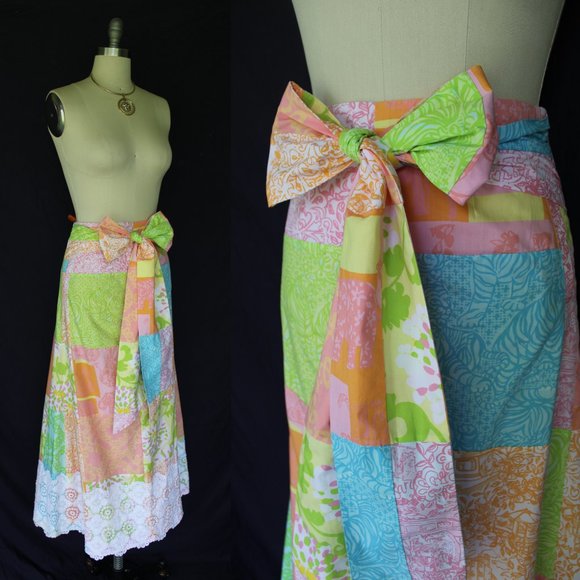Lilly Pulitzer jubilee maxi dress skirt patchwork Hawaiian crochet lace 2 - Picture 2 of 7